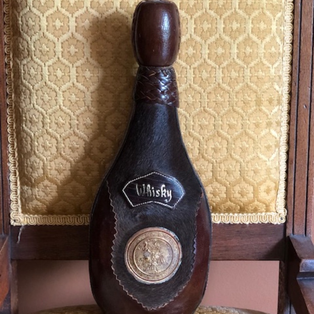 Vintage Leather Wrapped Whiskey Bottle